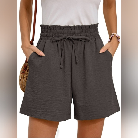 Pants - Women's Charcoal Gray High-Waisted Shorts